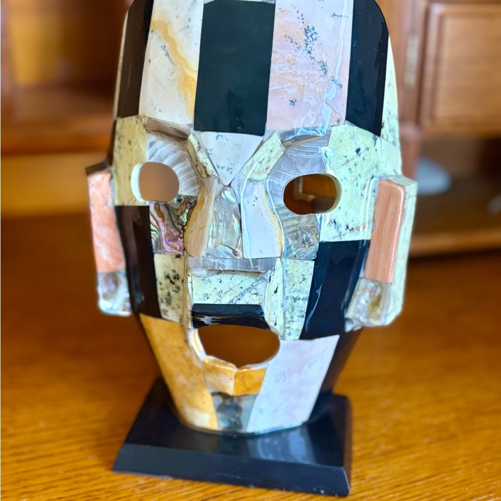 Abstract Mosaic Aztec or Mayan Mask Sculpture